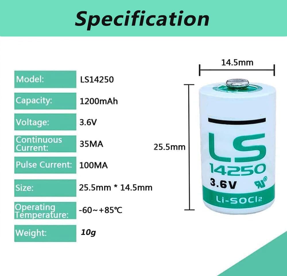 20 Pack LS14250 1/2 AA 3.6V Lithium Battery Replace for LS14250 14250 Battery, LS 14250 C, 1200mah