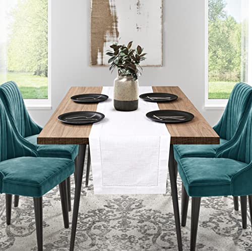 Chemin de table rectangulaire coton blanc 40x182 cm déco chic - 6
