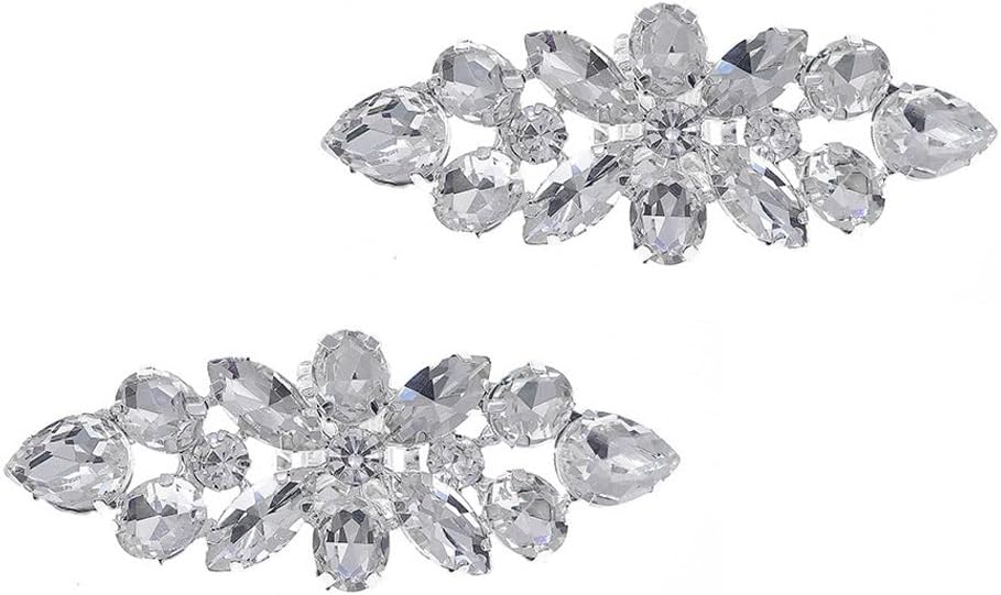Holibanna Rhinestone Shoe Buckles for Heels Elegant Shoe Accessories Clips for Wedding Party Prom Decoration Easy to Install Durable 2.75X1.10X0.39 Inches