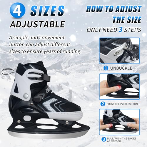 image for MammyGol Adjustable Ice Skates for Kids Boys Girls, Soft Padding and R