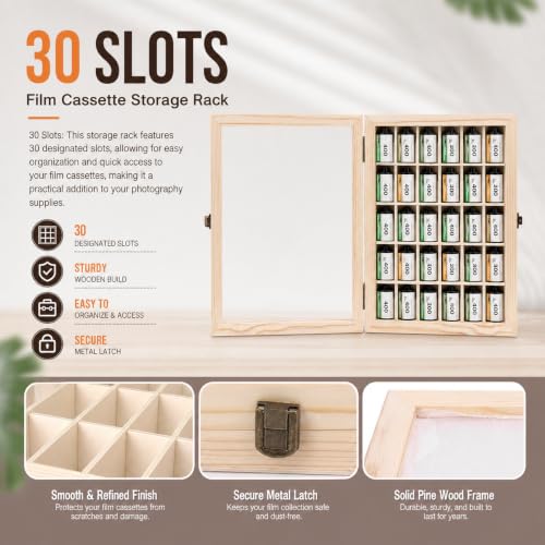 Caja de madera maciza premium contra el polvo para películas 135 4