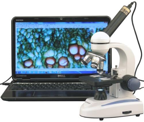 AmScope M158C-E1 40X-1000X Biology Science Metal Glass Student Microscope with a 1.3MP USB Digital Imager Size: 1.3 MP USB digital camera