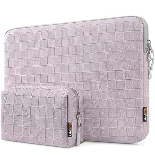 Funda para portátil de 16 pulgadas impermeable con bolsillo de accesorios morada