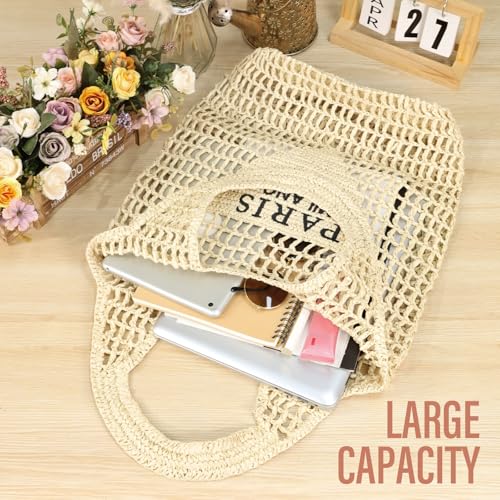 Image of Hommtina Straw Beach Bag - Womens Crossbody Shoulder Vacation Purse for Summer