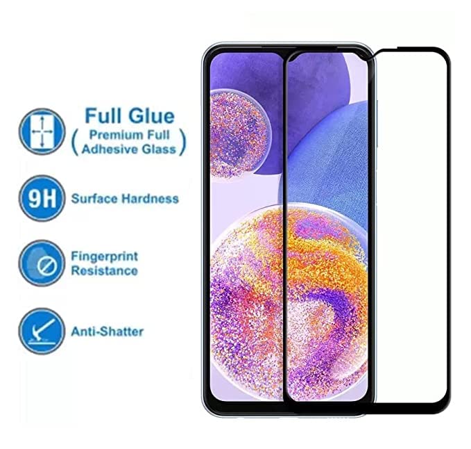 Image of Screen Protector for Samsung Galaxy A23 (Black) Tempered Glass Edge-to-Edge 6D Screen Guard With Installation Kit