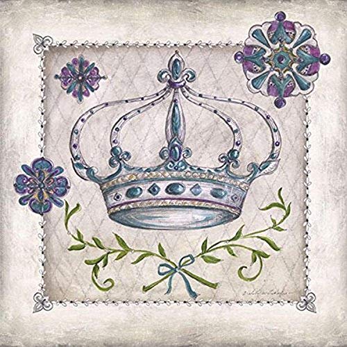 buyartforless Royal Crown IV by Kate McRostie 12x12 Art Print Poster Purple Crown Graphic Pattern