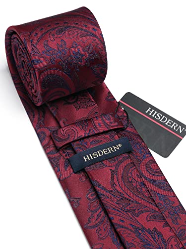 Image of HISDERN Ties for Men Paisley Floral Tie Handkerchief Classic Woven Business Formal Necktie and Pocket Square Set Wedding