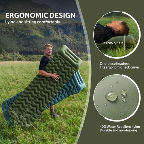 Naturehike Camping Sleeping Pad, Ultralight Inflatable Sleeping Mat with Pillow Built-in Pump, 2.6 Inch Lightweight Air Mattress for Backpacking, Hiking, Traveling - image 6