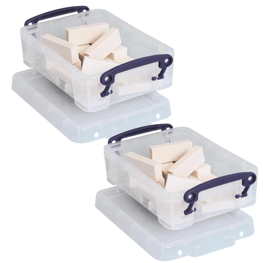 Really Useful Plastic Storage Box 0.75 Litre Clear (Pack of 2)