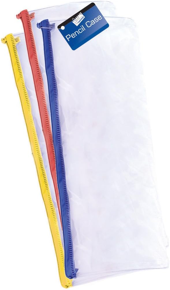 Pack of 72 13" Clear Exam Pencil Cases School Bulk Discount