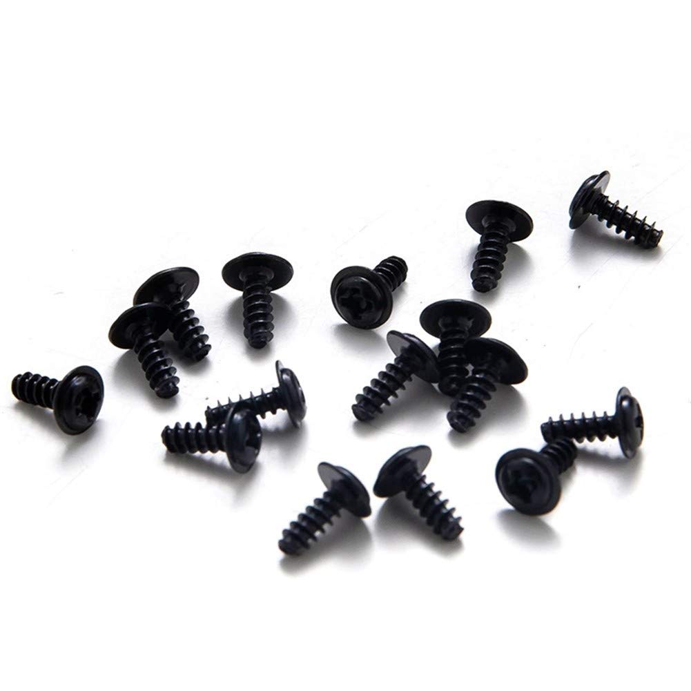 Juego de tornillos de rosca, 100 tornillos de cabeza redonda con arandela, autorroscantes, chapados en negro, pernos de grifo M2 M3 (M2, 100 unidades, 5 mm)