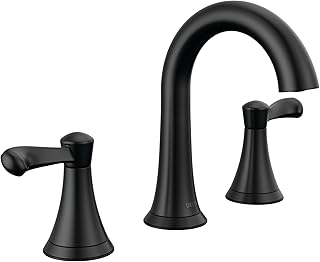 Faucet Esato Widespread Bathroom Faucet 3 Hole, Matte Black Bathroom Faucet, Bathroom Sink Faucet, Drain Assembly Included, Matte Black 35897LF-BL