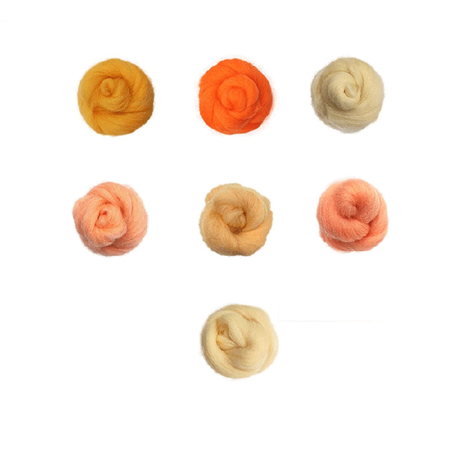 Decoendiy 7 Colors Wool Roving, 70g Needle Felting Wool, Wool Yarn Felt Hand Spinning DIY Craft Materials, 10g/Color (Orange Series)
