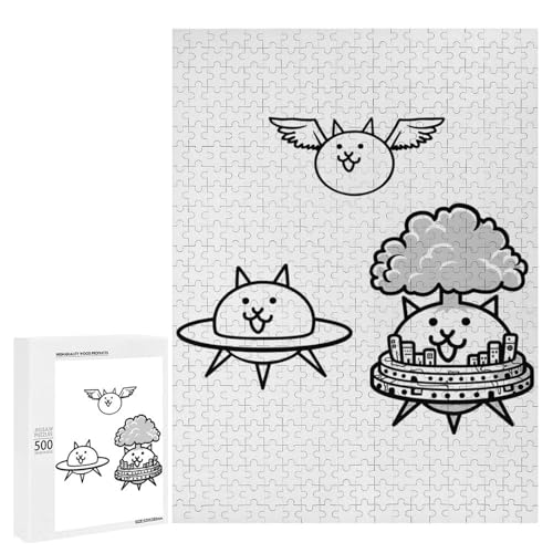 にゃんこ 大戦争 ジグソーパズル 500ピース グッズ マイクロピース 木製 アニメ 子供 知育玩具 親子で楽しめる おしゃれ 壁飾り 誕生日 クリスマス プレゼント 52×38cm