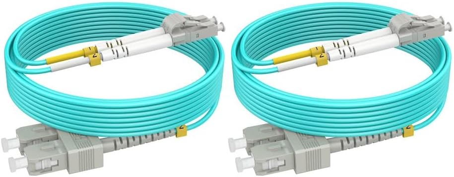 OM4 SC LC Fiber Patch Cables 26ft/8m-2 Pack, MMF Multimode, Options 1m~20m, Singlemode Fiber Optic Cable Duplex, 50/125μm 40G/100G LSZH, 𝙍𝙖𝙢𝙗𝙤𝘾𝙖𝙗𝙡𝙚𝙨