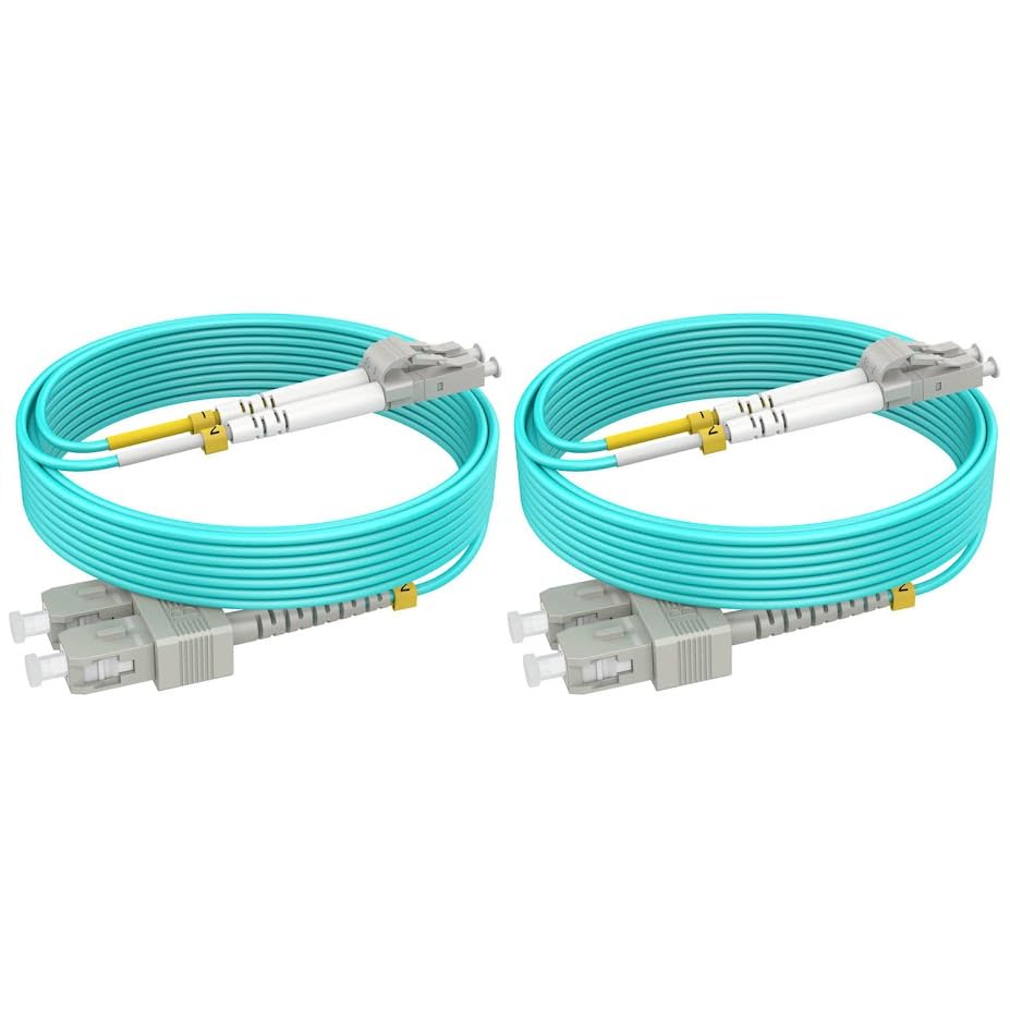 OM4 SC LC Fiber Patch Cables 50ft/15m-2 Pack, MMF Multimode, Options 1m~20m, Singlemode Fiber Optic Cable Duplex, 50/125μm 40G/100G LSZH, 𝙍𝙖𝙢𝙗𝙤𝘾𝙖𝙗𝙡𝙚𝙨