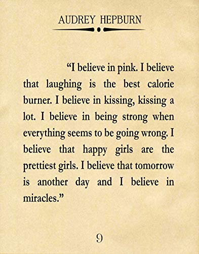 Audrey Hepburn poster citation inspirante pour décoration salon et dressing élégant parchemin