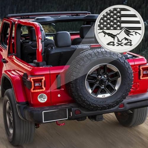 Image of CONGCONG for Jeep Emblem babge Snow Mountain Emblem 4x4 Metal Automotive Badge Specifically Designed for The Jeep Wrangler Cherokee - Stick it Anywhere (Snow Mountain Silver Black)