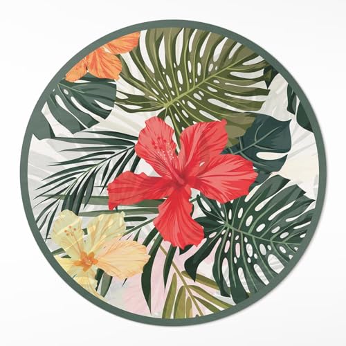 Tapis vinyle entretien facile rond 110 cm pour protéger le sol des taches