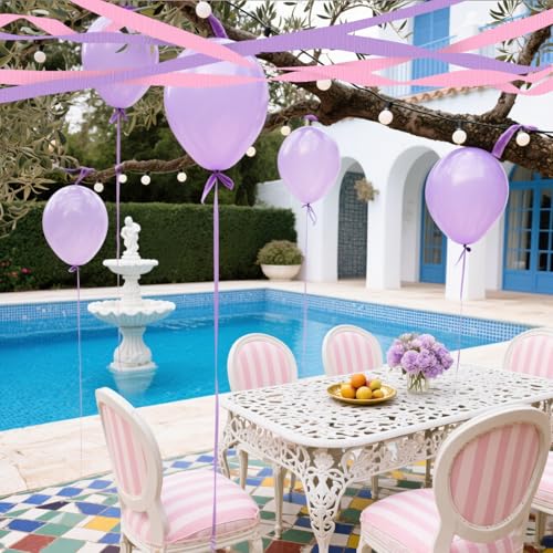 Image of 4 Crepe Paper Streamers Rolls, 328ft Pack of Pink and Purple Crepe Paper for Girls Women Birthday Baby Shower Wedding Anniversary Party Decorations (1.8 inch x 82 ft /Roll)
