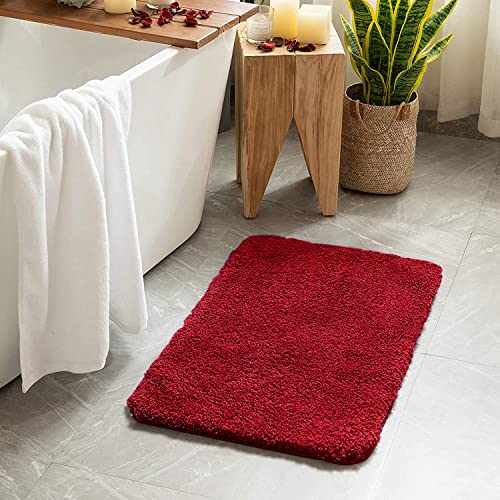 Miulee Red Bath Rugs For Bathroom - Soft And Absorbent Non-Slip Mats For Shower Bath And Toilet, Machine Washable, 20'' X 30'' #TOP5