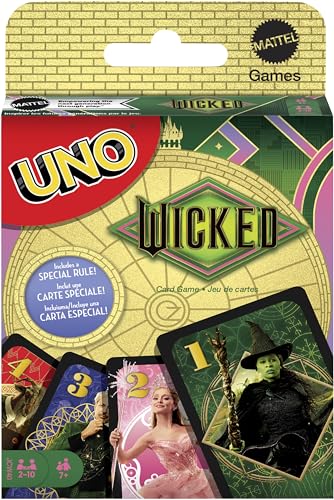 Mattel Games UNO Wicked Card Game for Kid, Adult & Family Nights, Parties, Travel & Camping, Inspired by The Movie