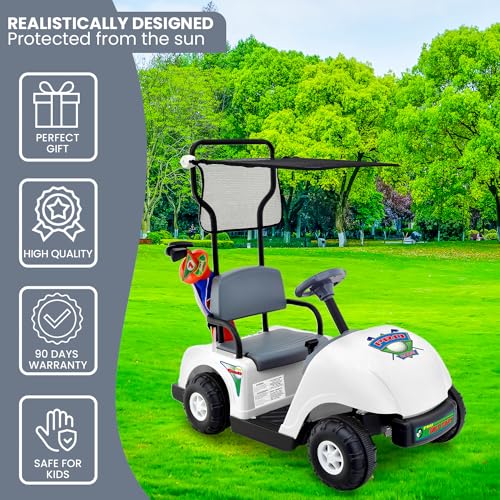 Kid Motorz Junior 6V Pro Golf Cart Ride-On, White