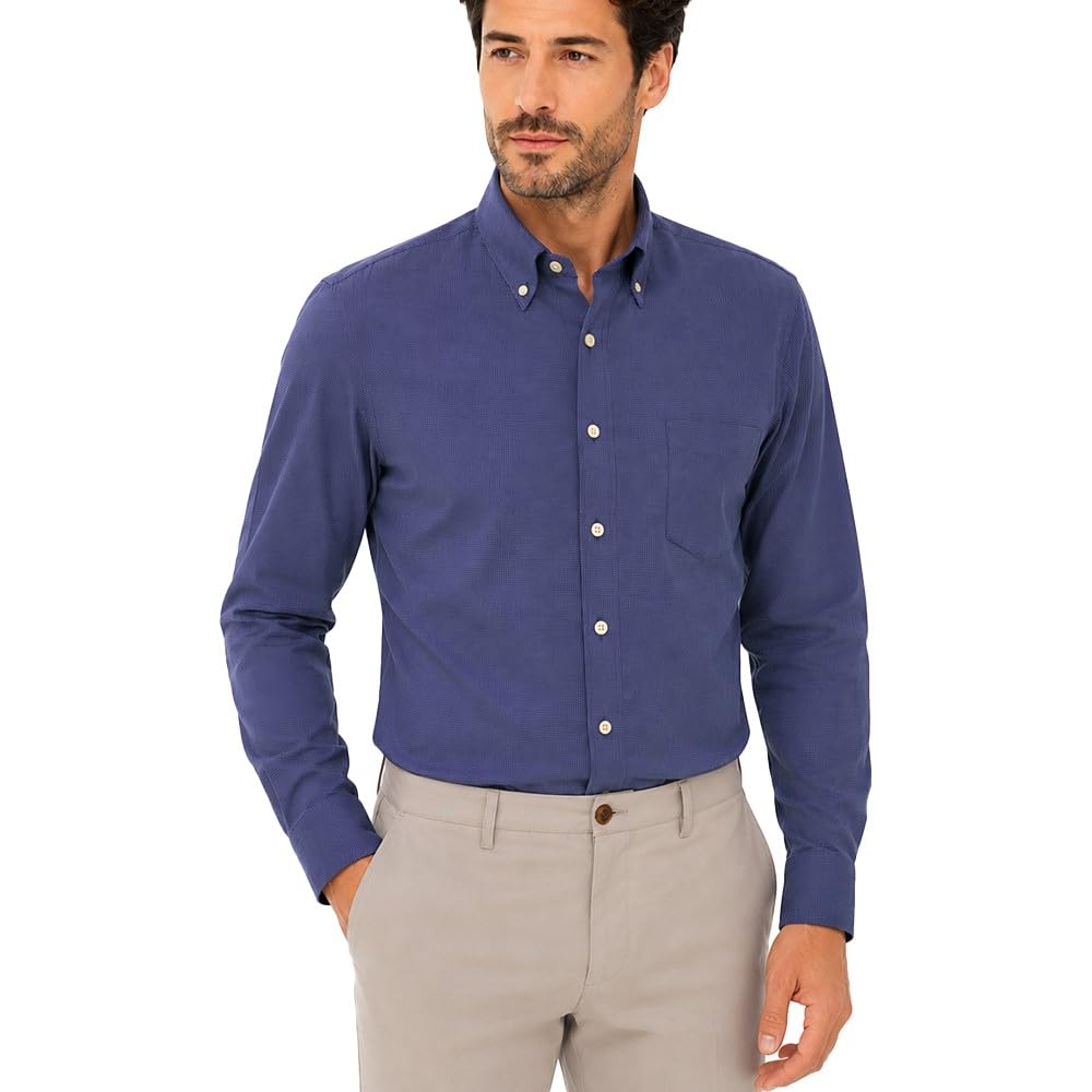 Camicia Uomo con Taschino 100% Cotone 6b020 juppy 03 Microfantasia Blu