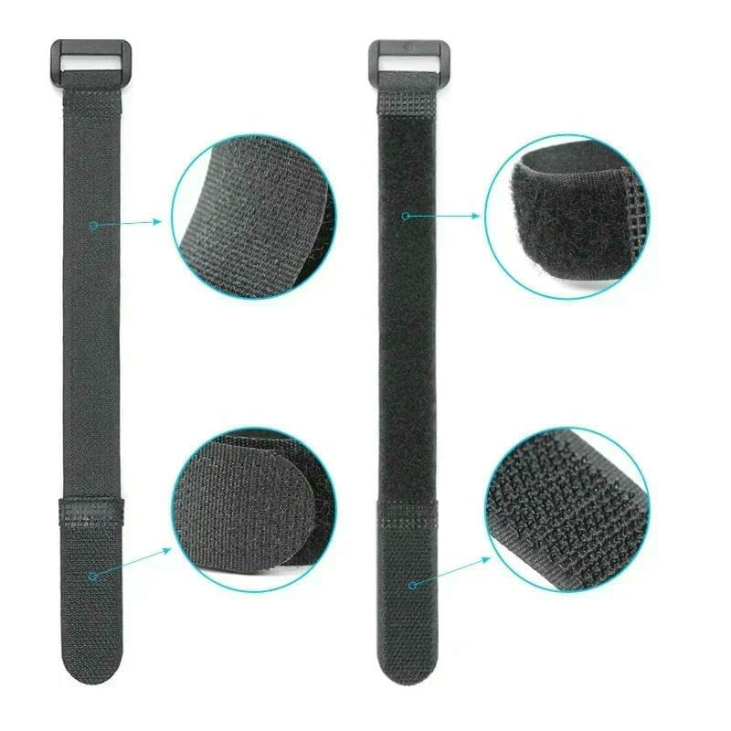 Bridas reutilizables autoadhesivas negras de nailon de 20 mm de ancho con hebilla invertida, organizadoras, con cierre de gancho y bucle, 300 unidades, 20 x 400 mm