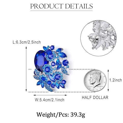 Image of EVER FAITH Rhinestone Crystal Party Flower Leaf Vine Brooch
