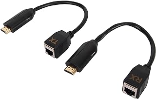 1080P HDMI Extender Cable, HDMI to RJ45 Extender(TX Output & RX Input) Connection via RJ45 Cat5e, Cat6, Up to 60M, for Conference, Home Entertainment, etc. (US Plug)