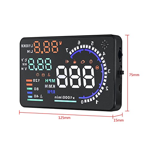 Samochodowy uniwersalny wyświetlacz Head Up HUD, A8 5.5 ''OBD II wyświetlacz samochodowy HUD Head Up Auto Windshied ekran odblaskowy wyświetlacz prędkości samochodu System ostrzegawczy