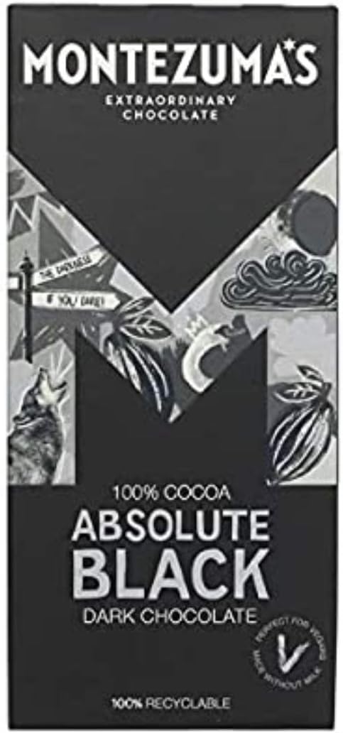 Montezuma's Absolute Black 100% Cocoa Dark Chocolate Bar 90g X 24