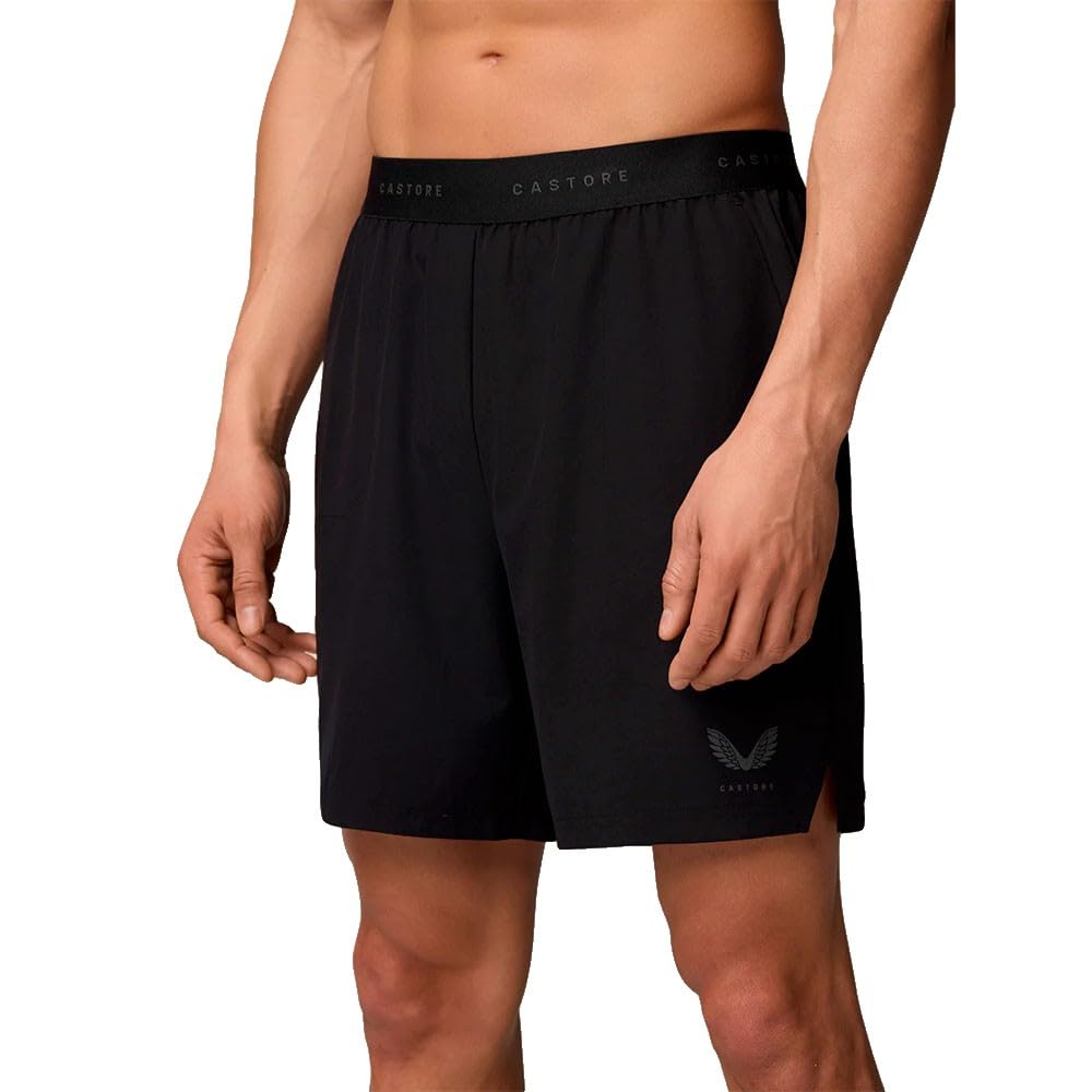 Castore Branded Elastic Shorts Czarna Pikowana Kurtka Męska Z Poliestru