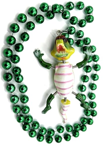Generic Bobble Head Alligator Bead Necklace New Orleans Mardi Gras Cajun Carnival Favor Festival Gator, 3.5