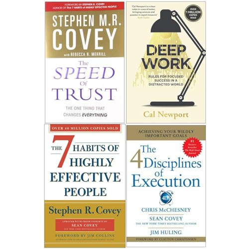 The Speed of Trust, Deep Work, The 7 Habits of Highly Effective People, 4 Disciplines of Execution 4 Books Collection Set