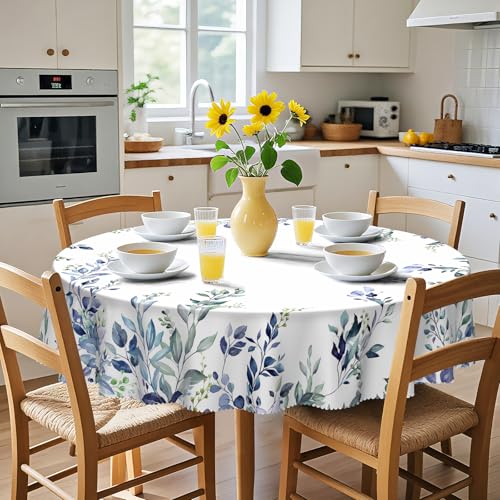 Eikione Kitchen Tablecloth 60 inch Round Boho Tablecloths Polyester Table Cloth for Party Restaurant Banquet Dining Buffet Table Picnic Decorations by Eikione - Used condition - Image 5