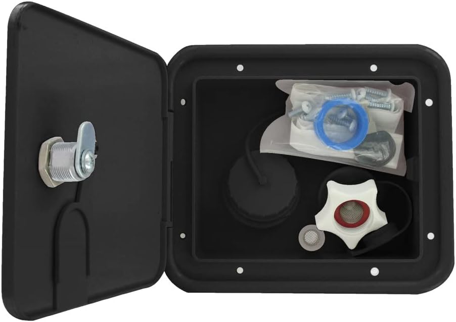 Valterra A01-2004BKVP Black Gravity/Brass City Water Inlet Hatch