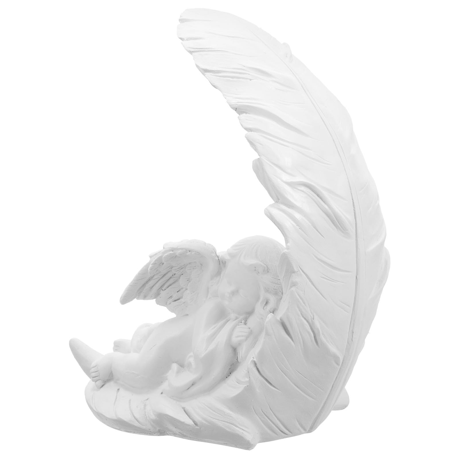 Sculpture ange en résine blanche decorative de style europeen