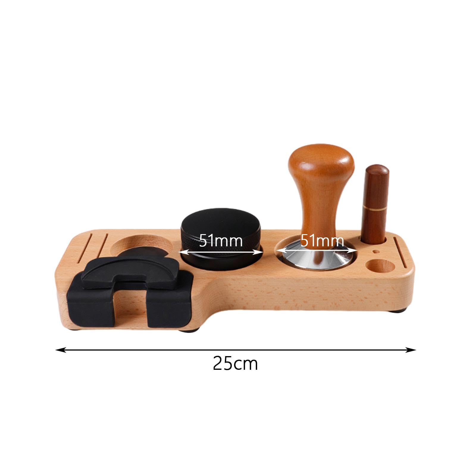 Ausstellungsständer Espresso-Zubehör-Kits Espresso-Stampfständer-Set Barista-Teil Mehrzweck-Kaffeestampfer-Verteiler und Rührer für Theken Buche 51 mm