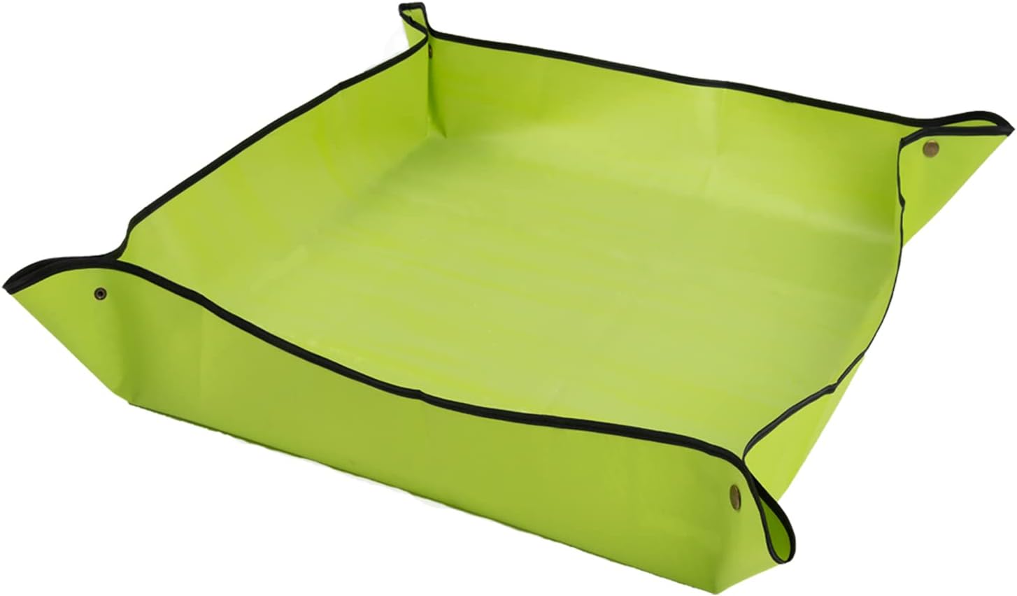 TRIPLE DEER Oxford Plant Transplanting Repotting Mat Waterproof Thicken Gardening Mat Change Soil Watering Pads for Indoor Bonsai Foldable Plant (Green Medium)