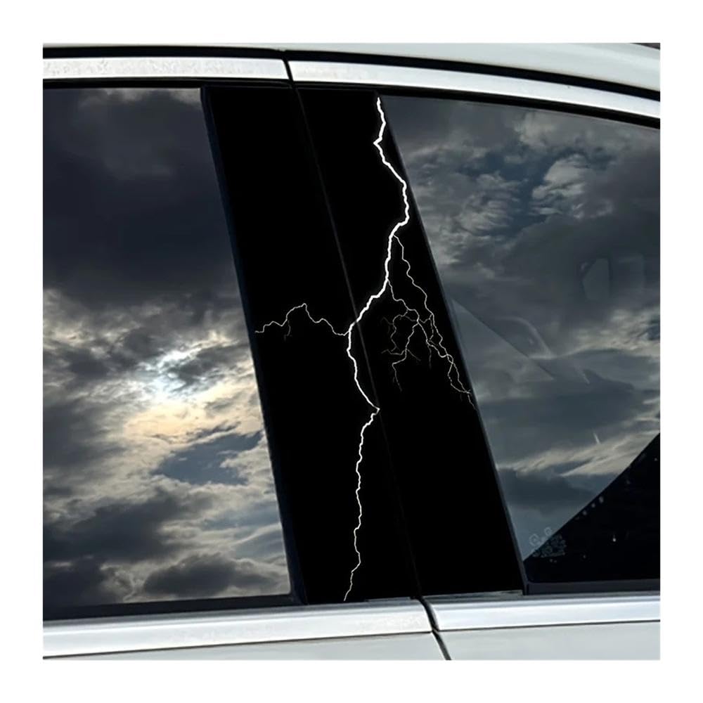 Bertdcx One Color Lightning Pattern Car B Pillar Sticker Durable Waterproof Scratch Proof Auto Parts