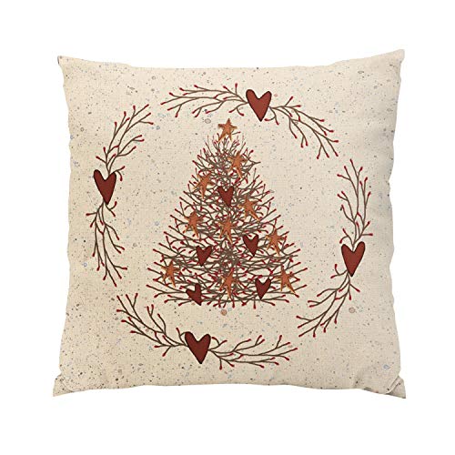 Plush Primitive Christmas Tree Hidden Zipper Home Sofa Decorative Throw Pillow Cover Cushion Case Square 20×20 Inch Two Sides Design Printed Pillowcase