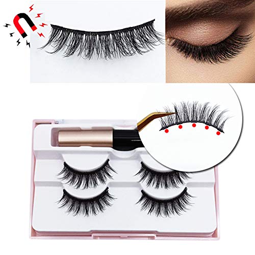 Preisvergleich Produktbild Cnwang [2 Paare] Wiederverwendbare Magnetische Wimpern, 2020 Verbesserter Wasserdichter Magnetischer 3D-Eyeliner Und Multi-Style-wimpern Mit Pinzette - Kein Kleber Erforderlich