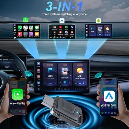 Image of AUTO SNAP Wireless CarPlay Adapter for Factory Wired CarPlay Plug & Play USB Dongle, Fast Auto-Connect, Low Latency, Compact Design, Car Screens