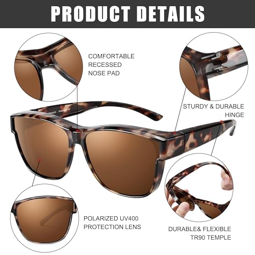 Image of Polarized Sunglasses Fit Over Glasses for Women Men | Oversized Square Sun Glasses UV400 Protection