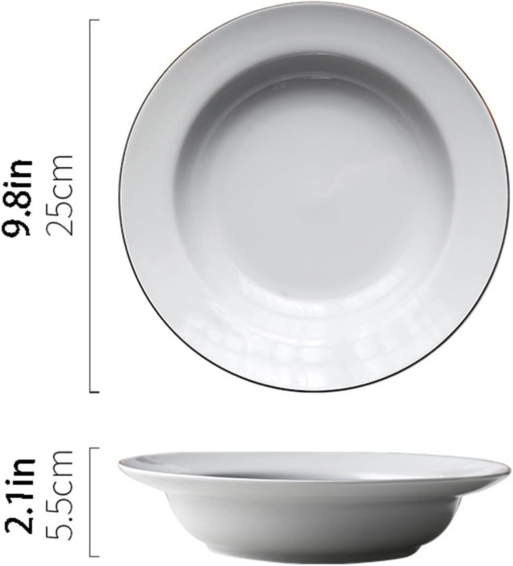 Ceramic plates,dessert plates,Plates Ceramic Plate Soup Plate deep Plate Household Dish Dessert Breakfast Plate Ceramic Fruit Straw hat Salad Plate(White)