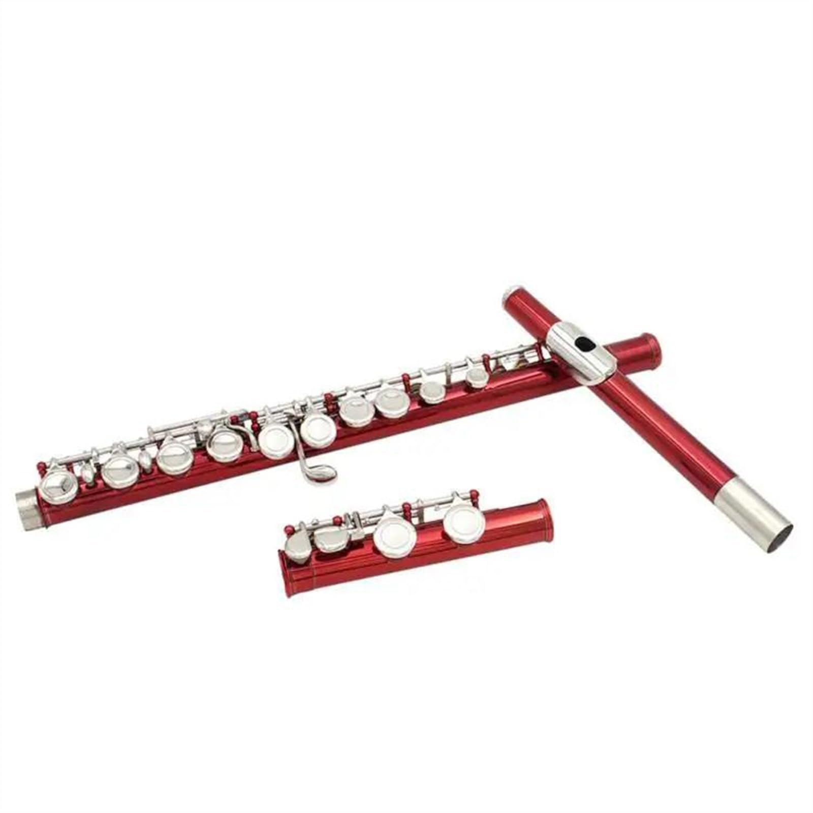 Flauta Roja De 16 Orificios Cerrados, Flauta Con Llave En C Chapada En Cobre Y Níquel, Con Accesorios Flauta Travesera para Principiantes