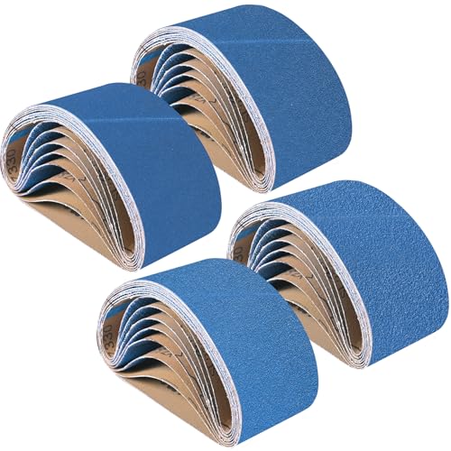 UMXIUO Schleifband 65 X 410 mm, 8 Stück Zirkonkorund Schleifbänder 40/60/80/120 Körnung für Bandschleifer Polieren Metall, Holz, Glas