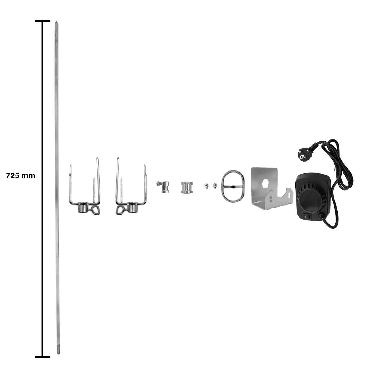 SANTOS motorisierter magnetischer Drehspieß - passend für Napoleon Rogue 425er & Freestyle 425er - Gasgrill-Rotisserie - 2 Laufrichtungen - Fleischnadeln